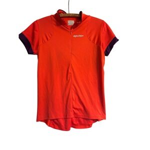 Troy Lee Designs‎ Mens L Orange Cycling Jersey Bike Shirt Pockets 1/4 Zip Active